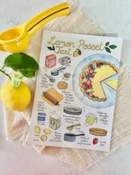 Lemon Posset Tart Recipe Illustration, Art Print, A5, A4, A3 - thumbnail 1