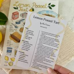 Lemon Posset Tart Recipe Illustration, Art Print, A5, A4, A3 - thumbnail 3