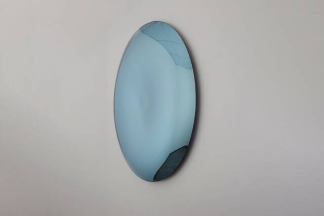 Hand Crafted Blue Convex Wall Mirror Space Age Decor - image 1