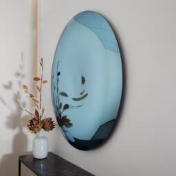 Hand Crafted Blue Convex Wall Mirror Space Age Decor - thumbnail 2