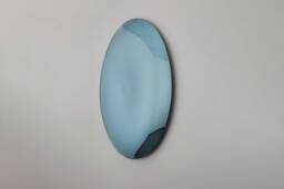 Hand Crafted Blue Convex Wall Mirror Space Age Decor - thumbnail 1