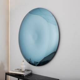 Hand Crafted Blue Convex Wall Mirror Space Age Decor - thumbnail 3