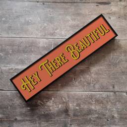 Hey There Beautiful - Framed Print Metal Vintage Style Sign Gallery Wall Art Motivational Colourful - thumbnail 1