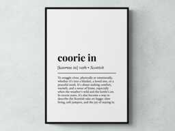 Coorie in Scottish Word Definition Scotland Gift Wall Art Print - thumbnail 1