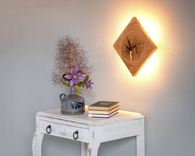 Handcrafted Wood Wall Sconce Luna Rh, Rustic Lamp, Wood Sconce, Bedside Wandlampe Wandleuchte, Applique Murale, Ambient Light - image 1