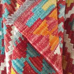 Handmade Afghan Kilim Rug, Multicolour Artisan Persian Turkish Flatweave, Natural Wool, 144x102 cm - thumbnail 4