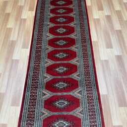 2.3x8 Red Color Bokhara Rug - Runner Hallway Luxury Bukhara Fine Quality Woolen Afghan - thumbnail 3