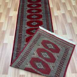 2.3x8 Red Color Bokhara Rug - Runner Hallway Luxury Bukhara Fine Quality Woolen Afghan - thumbnail 4