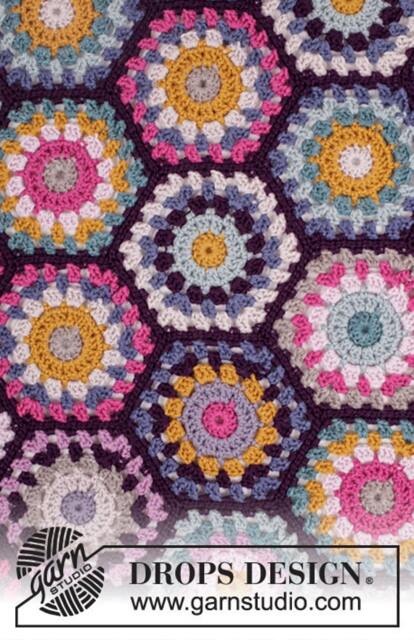 Crochet Blanket Wool, Pattern Of Hexagons, Perforated Bedspreads, Handmade - image 1