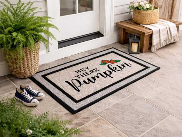 Hey There Pumpkin Doormat - Washable Fall Porch Decor - image 1
