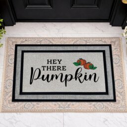 Hey There Pumpkin Doormat - Washable Fall Porch Decor - thumbnail 2