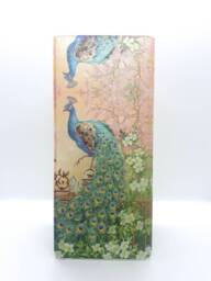 Handmade Peacock Decoupage Table Lamp Frosted Glass Home Decor