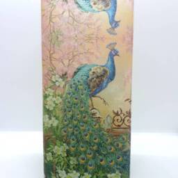 Handmade Peacock Decoupage Table Lamp Frosted Glass Home Decor - thumbnail 2