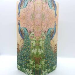 Handmade Peacock Decoupage Table Lamp Frosted Glass Home Decor - thumbnail 3