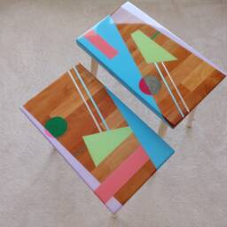 Modern Resin Side Tables, Colorful Epoxy Art, Set Of 2 - thumbnail 2