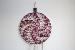 Marsala Fiber Art Wall Hanging Earring Holder, Jewelry Display Organizer - thumbnail 1