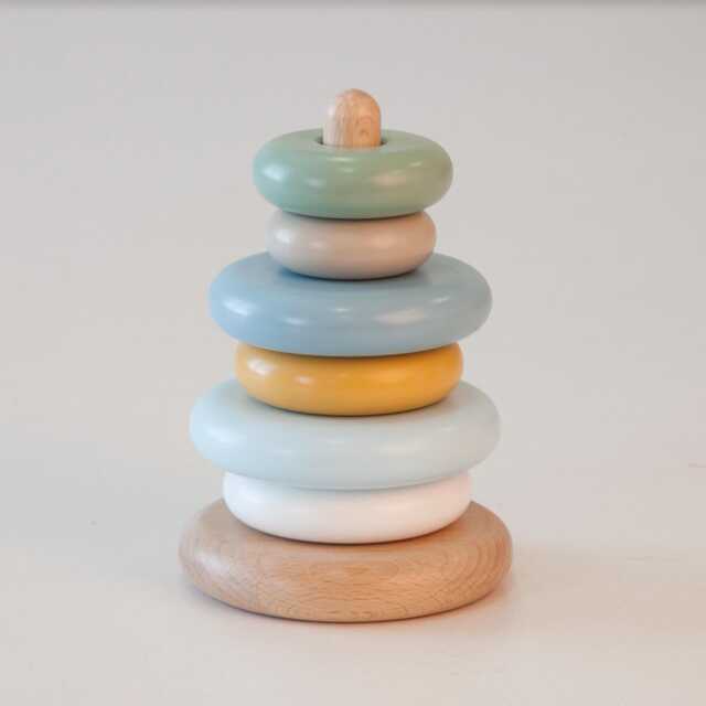 Pyramids Geometric Nest Stacker, Natural Wood Stacking Toy, Rings, Pyramid Color Sorting Christmas Toddler Gift - image 1