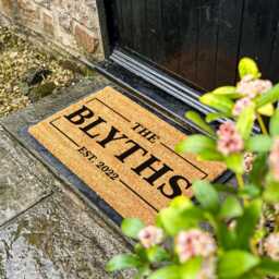 Family Name Established Date Doormat, New Home Gift, Est Personalized Coir Gift Idea, Decor, Porch - thumbnail 2