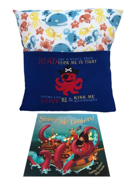 Pirate Octopus Reading Pillow Nautical Children's Book Cushion - image 1
