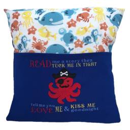 Pirate Octopus Reading Pillow Nautical Children's Book Cushion - thumbnail 2