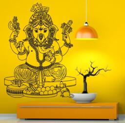 Ganesha Wall Vinyl Decal Ganesh Sticker Elephant Lord Art Design Murals Indian Interior Home Decor - 15Bo23Ha