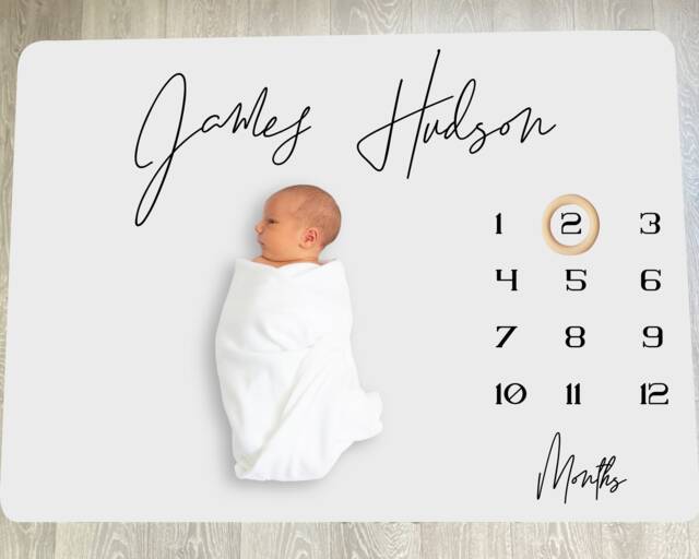 Personalized Milestone Blanket, Baby Age Simple Today I Am Blanket, Newborn Gift - image 1