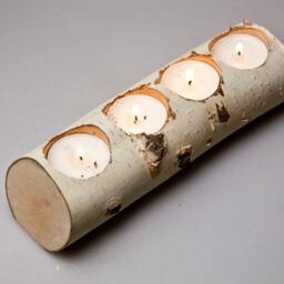 Natural White Birch Wood Candle Holders - Rustic Wedding Decor, Home Country Wedding, Christmas Decor - thumbnail 3