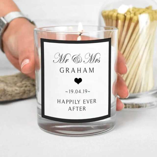 Mr & Mrs Personalised Rose Gold Candle, Wedding Gift Gifts, Small Gift, Couple - image 1