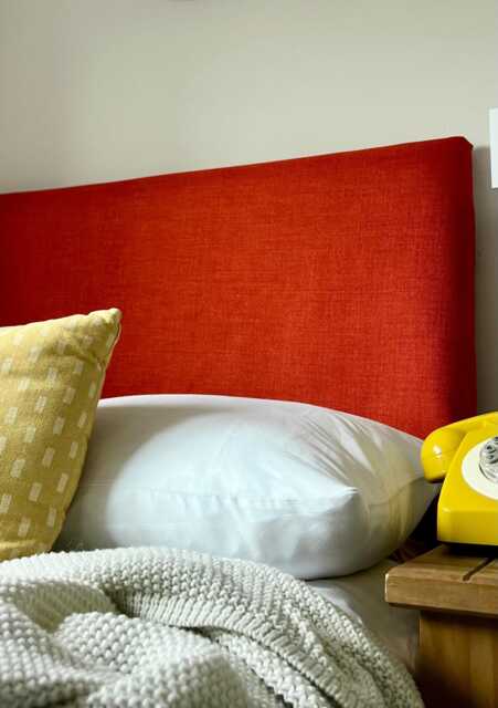 Bespoke Headboard Cover - Orange Linen Style Fabric - image 1