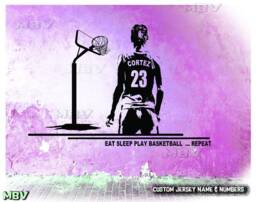 Custom Basketball Player Wall Decal Girl's Bedroom Vinyl Sticker - thumbnail 1