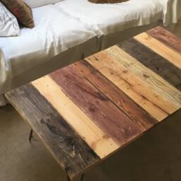 Reclaimed Wood Pallet Coffee Table With Industrial Hairpin Legs in Farmhouse & Rustic Style - thumbnail 2