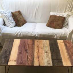 Reclaimed Wood Pallet Coffee Table With Industrial Hairpin Legs in Farmhouse & Rustic Style - thumbnail 3