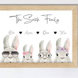 Personalised Family Print-Easter Names Decor-Bunny Rabbit Family-Custom Designed-Family Prints- Home Wall Art-Easter Print - thumbnail 2