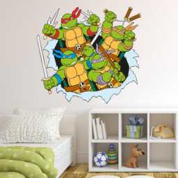 Teenage Mutant Ninja Turtles Wall Sticker - Group Ripping Through Decal Tmnt Art - thumbnail 1
