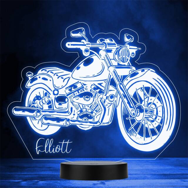 Vintage Motorcycle Personalised Gift Colour Changing Led Lamp Night Light - image 1