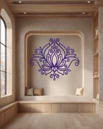 Lotus Flower Wall Decal Boho Mandala Vinyl Sticker - Yoga Decor
