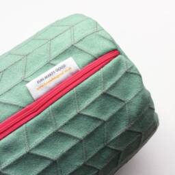 Geometric Quilted Bolster Cushion Mint & Metallic Pink - thumbnail 3