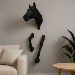 3D Printed Horse Wall Art Sculpture - Modern Home Decor, Black Or White, Large & Xl Statement Piece Unique Gift For Lovers - thumbnail 1