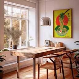 Japanese Ramen Wall Art, Retro Noodle Bowl Poster, Asian Food Illustration, Colorful Kitchen Decor Print - thumbnail 3