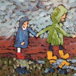 Rain On The Parade, Oil Painting, Family, Parents & Kids, Children, Rain, Umbrella, Storm Clouds, Modern, Contemporary, Collectible - thumbnail 3