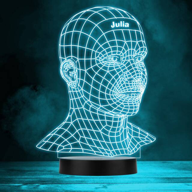 Geometric 3D Style Human Head Personalised Gift Colour Change Led Night Light - image 1