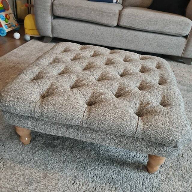 Chesterfield Style Deep Buttoned Footstool Coffee Table Multi Coloured Chenille Fabric Grey. Colour Is Volcano Zinc..uk Delivery Only - image 1