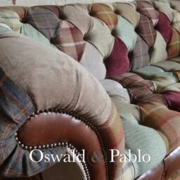 Unique British Handmade 3 Seater Patchwork Chesterfield Sofa - Red/Brown Beige Contrasting Vintage Leather - thumbnail 4