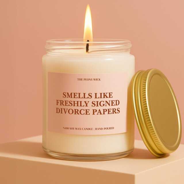 Divorce Gift Candle Party Newly Divorced Funny Smells Like Freshly Signed - image 1