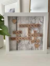Personalised Letter Tile Family Frame , Custom Wooden Name Picture Wall Art