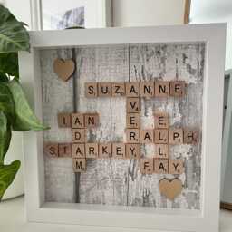 Personalised Letter Tile Family Frame , Custom Wooden Name Picture Wall Art - thumbnail 3