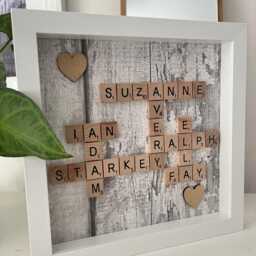 Personalised Letter Tile Family Frame , Custom Wooden Name Picture Wall Art - thumbnail 2