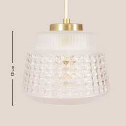 Tinkara Vintage Pendant Light Handcrafted Glass Lamp Textured Retro Ceiling Fixture Yugoslavia Gold Brass - thumbnail 4