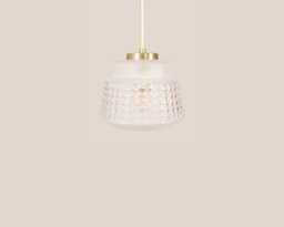 Tinkara Vintage Pendant Light Handcrafted Glass Lamp Textured Retro Ceiling Fixture Yugoslavia Gold Brass - thumbnail 1