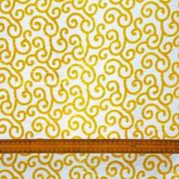 Mimosa Yellow Scrolls Burnout Velvet Curtain Panels - Rod Pocket, Grommet, Box Pleat, Three Pinch Tab Top & Plain Ring Top - thumbnail 4